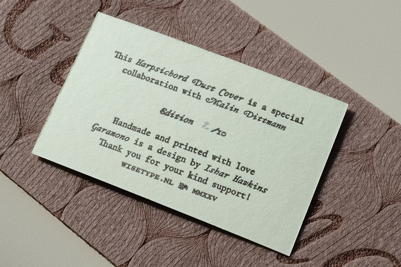 WiseType®, object: Garamono Harpsichord Dust Cover (Fig. 15)